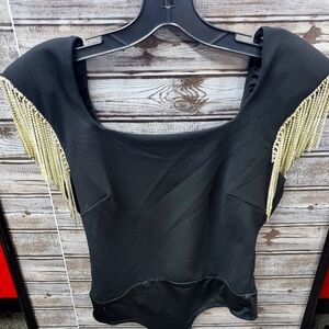 Rhinestone fringe bodysuit